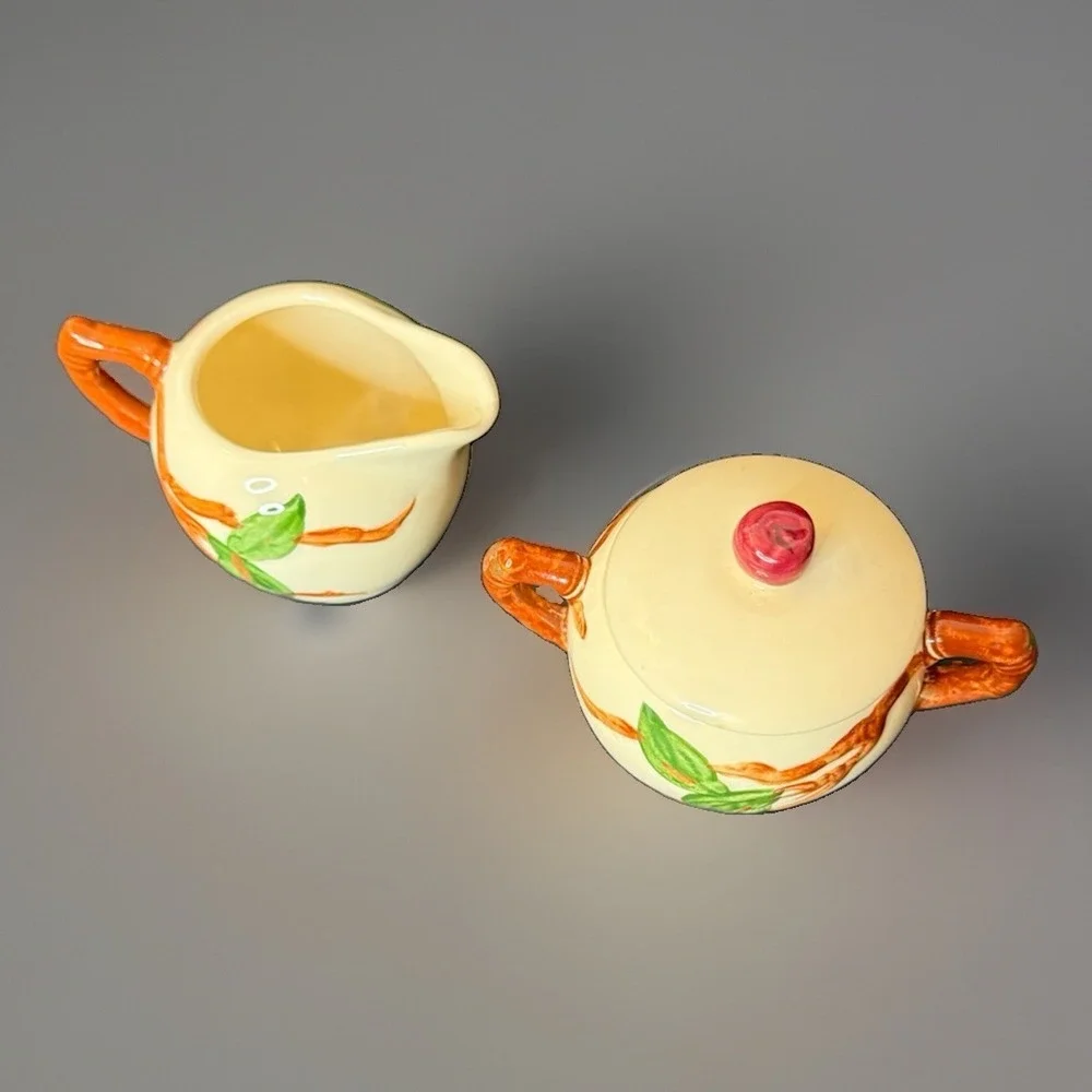 Vintage Franciscan Apple Creamer & Covered Sugar Bowl  Made USA Gladding McBean